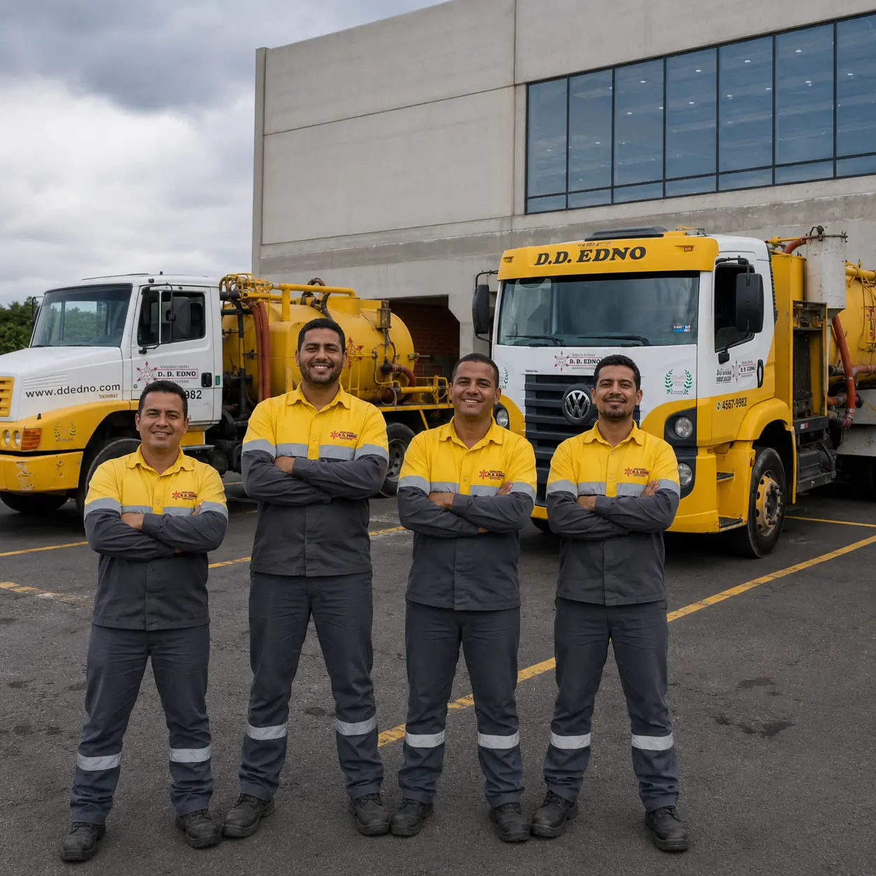 Equipe e frota da D.D. Edno para operações empresariais