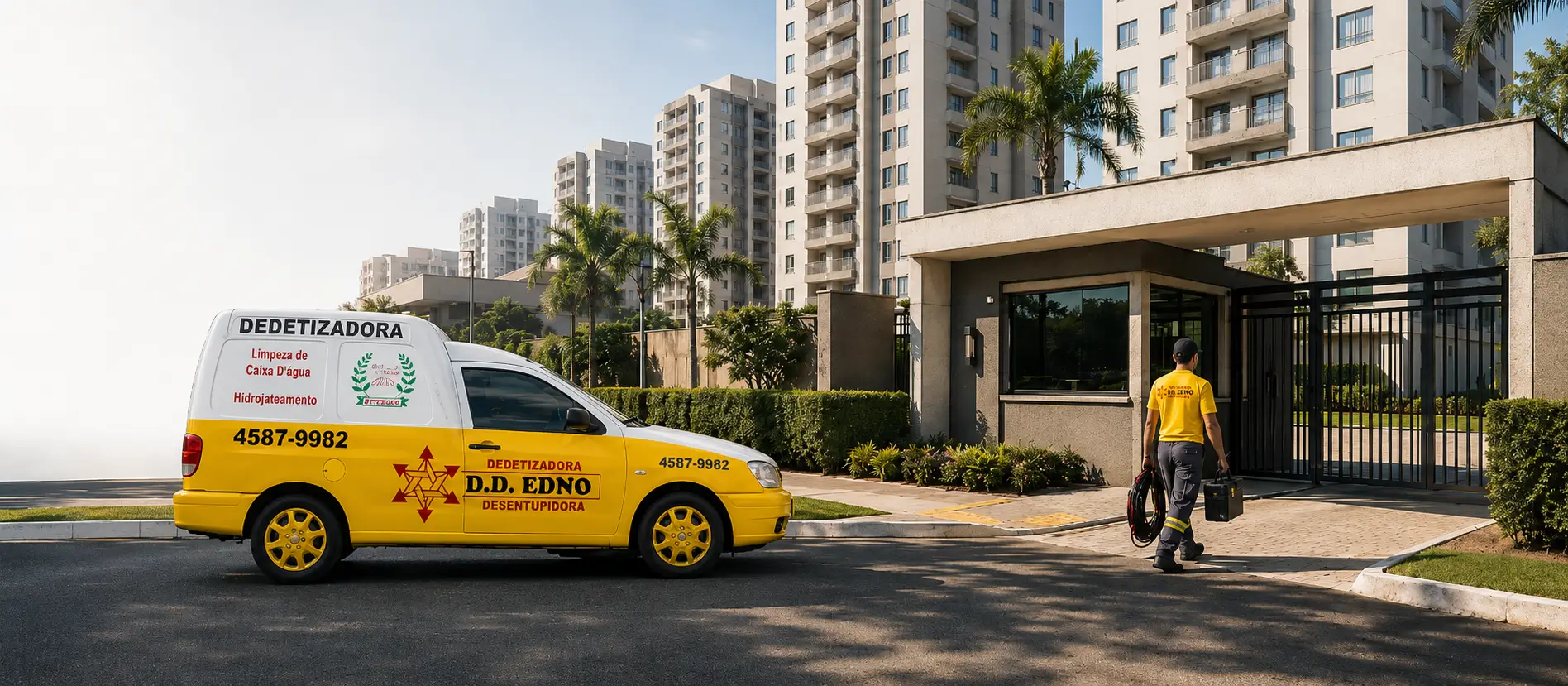 Equipamento profissional da D.D. Edno para atendimento em condomínios